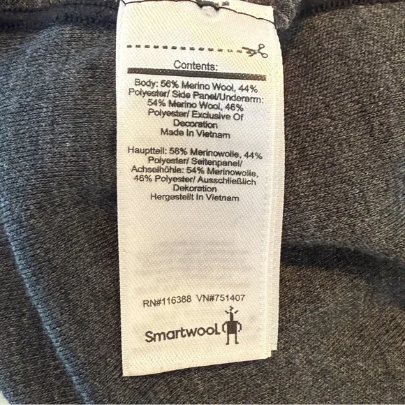 Smartwool Mens Merino 250 1/4 Zip Baselayer Size Large Black Gray Lightweight - Picture 9 of 15